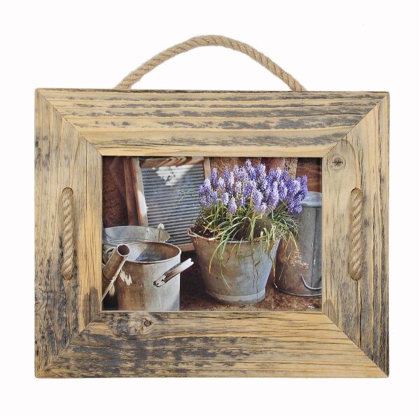 Schnurrahmen 15x20 cm Singel Natur-Hell Hellbraun aus recyceltem Holz