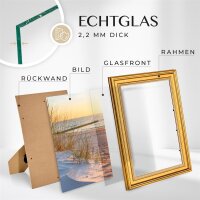 Mein Landhaus Barock Bilderrahmen Gold 10x15 cm mit Echtglas