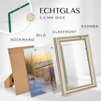 Mein Landhaus Barock Bilderrahmen Silber 13x18 cm mit Echtglas