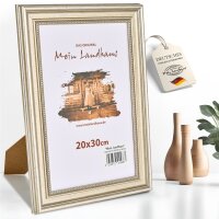Mein Landhaus Barock Bilderrahmen Silber 20x30 cm mit Echtglas