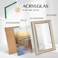 Mein Landhaus Barock Bilderrahmen Silber 40x50 cm mit Acrylglas