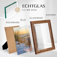 Mein Landhaus Bilderrahmen Narva 30x40 cm Walnuss MDF Holzoptik mit Echtglas