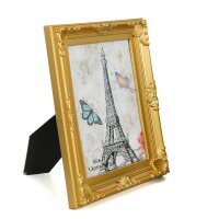 Mein Landhaus Barock Bilderrahmen 10x15 cm Gold Antik Optik mit Aufsteller