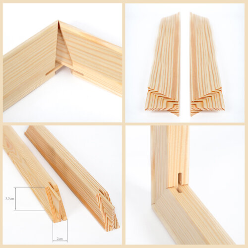 Premium Keilrahmenleisten Set mit Spannkeilen aus Fichte 90 cm
